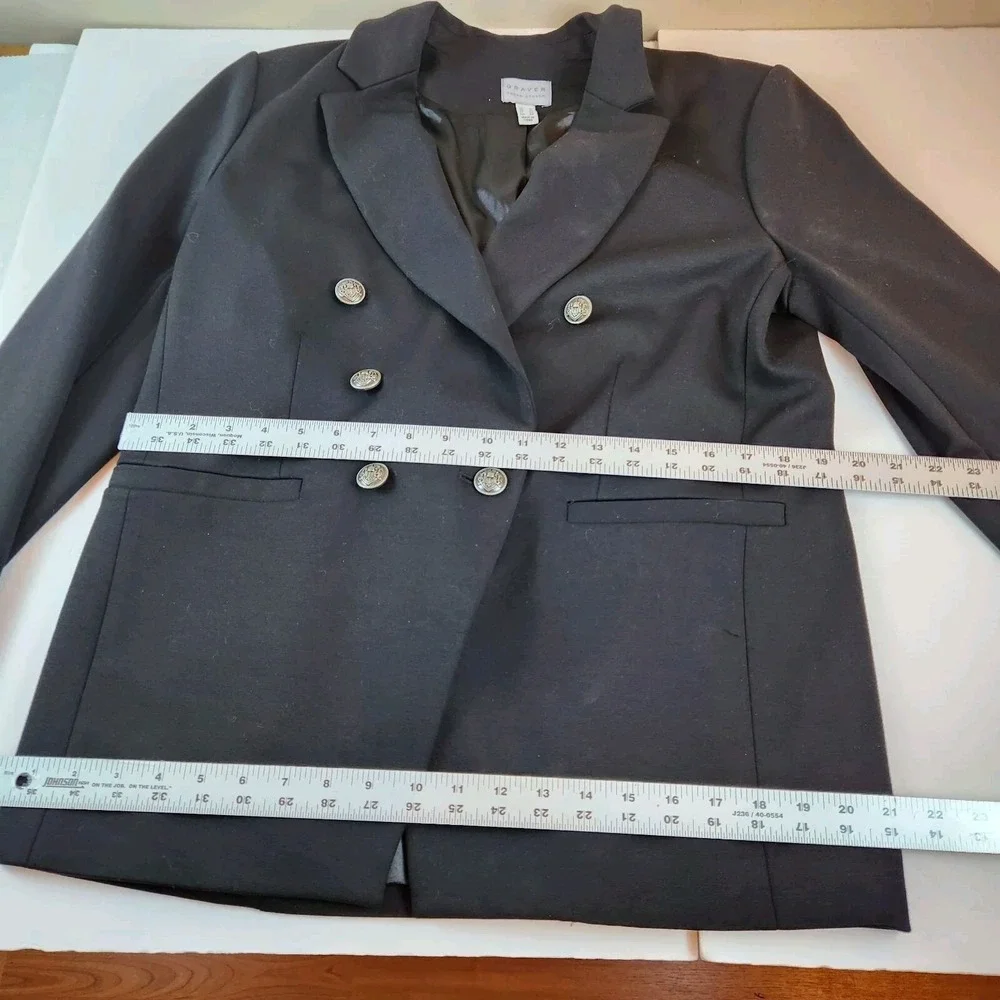 Graver Susan Graver Black Blazer Womens Sz 12 Large Double Breasted Work Jacket‎